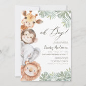 QR Code Oh Boy Safari Animal Boy's Baby Shower Einladung (Vorderseite)