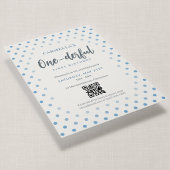 QR-Code Onederful Blau Gepunktet Erster Geburtstag Einladung