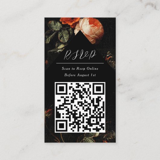 QR-Code Online-Foto Black Floral Website UAWG Begleitkarte (Vorderseite)