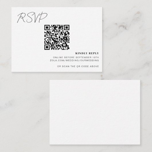 QR-Code Online RSVP-Karteneinsteckung für Hochzeit Begleitkarte (Vorne/Hinten)