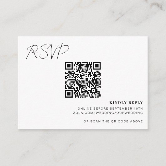 QR-Code Online RSVP-Karteneinsteckung für Hochzeit Begleitkarte (Vorderseite)
