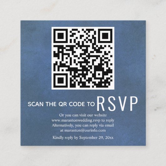 QR-Code Online-UAWG Blauer Hochzeit Begleitkarte (Vorderseite)