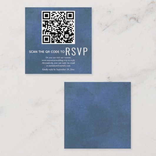 QR-Code Online-UAWG Blauer Hochzeit Begleitkarte (Vorne/Hinten)