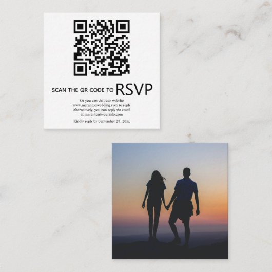 QR-Code Online-UAWG Foto Schwarz-Weiß-Hochzeit Begleitkarte (Vorne/Hinten)