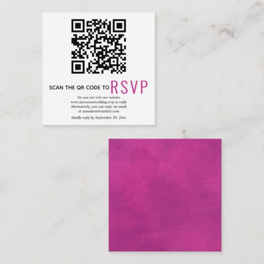 QR-Code online UAWG fuchsia rosa Hochzeit Begleitkarte (Vorne/Hinten)