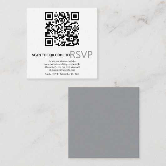 QR-Code online UAWG moderne graue Hochzeit Begleitkarte (Vorne/Hinten)