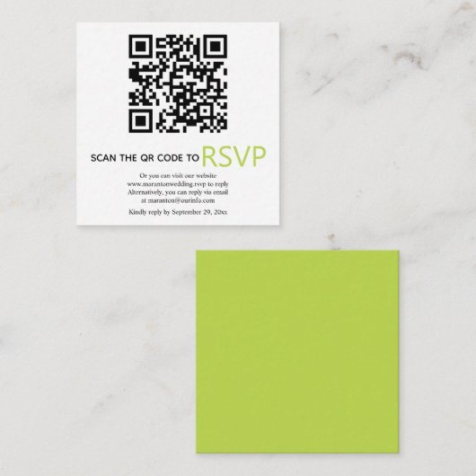 QR-Code online UAWG moderne, hellgrüne Hochzeit Begleitkarte (Vorne/Hinten)