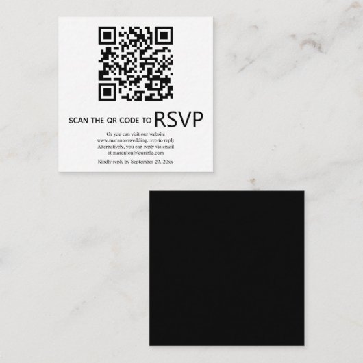 QR-Code online UAWG moderne Schwarz-Weiß-Hochzeit Begleitkarte (Vorne/Hinten)