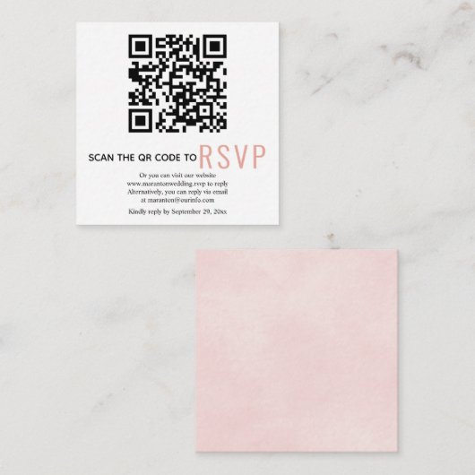 QR-Code online UAWG pink Hochzeitskarte Begleitkarte (Vorne/Hinten)