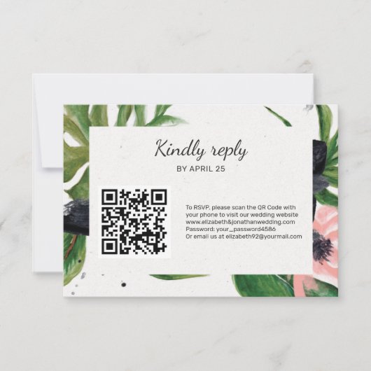 QR Code Online UAWG tropische Hochzeit RSVP Karte (Vorderseite)