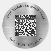 QR Code or Promotional Silver Classic Round Runder Aufkleber (Vorderseite)
