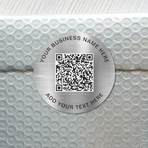 QR Code or Promotional Silver Classic Round Runder Aufkleber