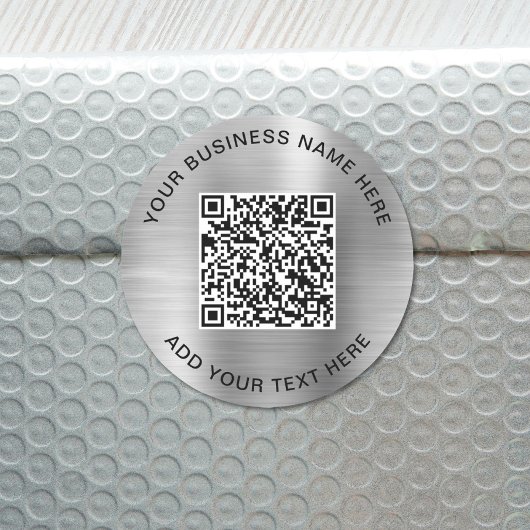 QR Code or Promotional Silver Classic Round Runder Aufkleber