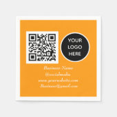 QR Code Orange Business Logo Serviette (Vorderseite)