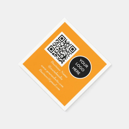 QR Code Orange Business Logo Serviette (Ecke)