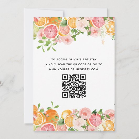QR-Code Orange Main Squeeze Citrus Brautparty Einladung (Rückseite)