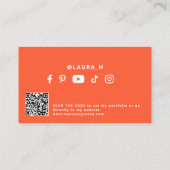 QR-Code orange moderner Schönheitseinfluss Visitenkarte (Rückseite)