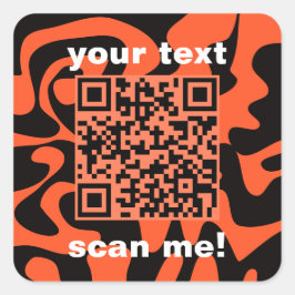 QR-Code Orange und Schwarz-Hell-Platz Quadratischer Aufkleber