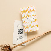 QR Code Orange Wavy Stripes Trendy Boho Moderner S Visitenkarte