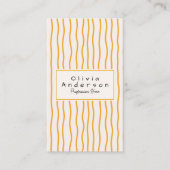 QR Code Orange Wavy Stripes Trendy Boho Moderner S Visitenkarte (Vorderseite)