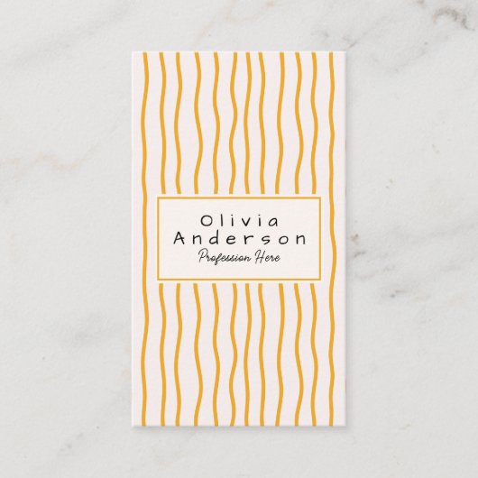 QR Code Orange Wavy Stripes Trendy Boho Moderner S Visitenkarte (Vorderseite)