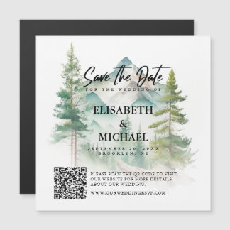 QR-Code Outdoor Save the Date Hochzeit Magneteinladung
