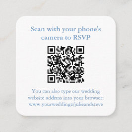 QR Code Pale Blue Sap Green Monogram Wedding RSVP Begleitkarte