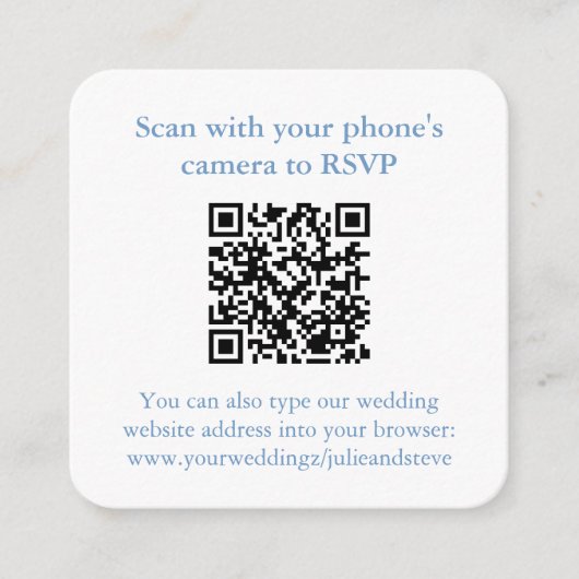 QR Code Pale Blue Sap Green Monogram Wedding RSVP Begleitkarte (Vorderseite)