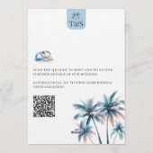 QR Code Palm Tree Beach Wedding Destination Einladung (Rückseite)