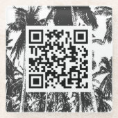 QR Code Palm Tree Design Glass Untersetzer (Vorderseite)