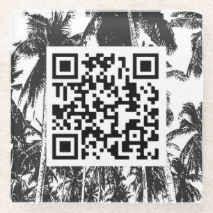 QR Code Palm Tree Design Glass Untersetzer