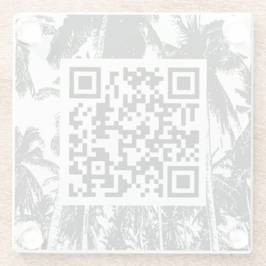 QR Code Palm Tree Design Glass Untersetzer (Rückseite)
