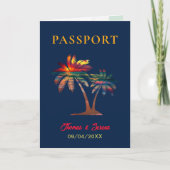 QR Code Palm Tree Passport Hochzeit Weltkarte Einladung (Vorderseite)