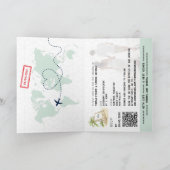 QR Code Palm Tree Passport Hochzeit Weltkarte Einladung (Innenseite)