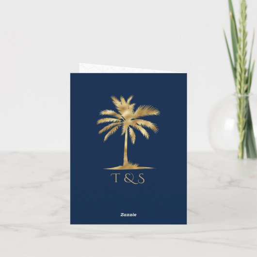QR Code Palm Tree Passport Style Wedding Einladung (Rückseite)