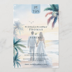 QR-Code Palmenstrand Hochzeit Reiseziel Einladung