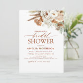 QR Code Pampas Grass Terracotta Brautparty Einladung (Stehend Vorderseite)