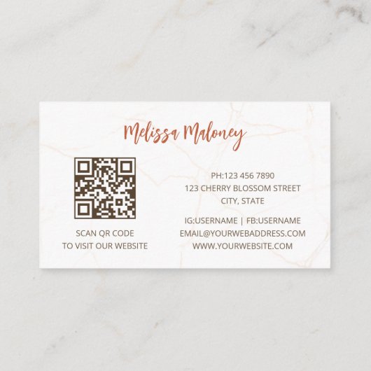 QR-Code | Pampas Grass Watercolor Boho Visitenkarte (Rückseite)