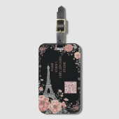 QR-Code Paris Eiffelturm Rosa Shabby Chic Dekor Gepäckanhänger (Vorderseite Vertikal)