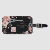 QR-Code Paris Eiffelturm Rosa Shabby Chic Dekor Gepäckanhänger (Vorderseite (Horizontal))