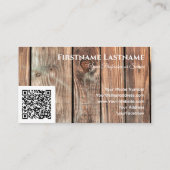 QR-Code Parkett mit rustikalem Holzstil Visitenkarte (Rückseite)