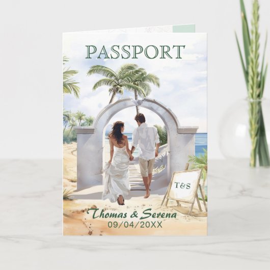 QR-Code-Pass Mexiko-Beach-Hochzeitsziel Einladung (Vorderseite)