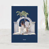 QR Code Passport Beach Wedding World Map Einladung (Rückseite)