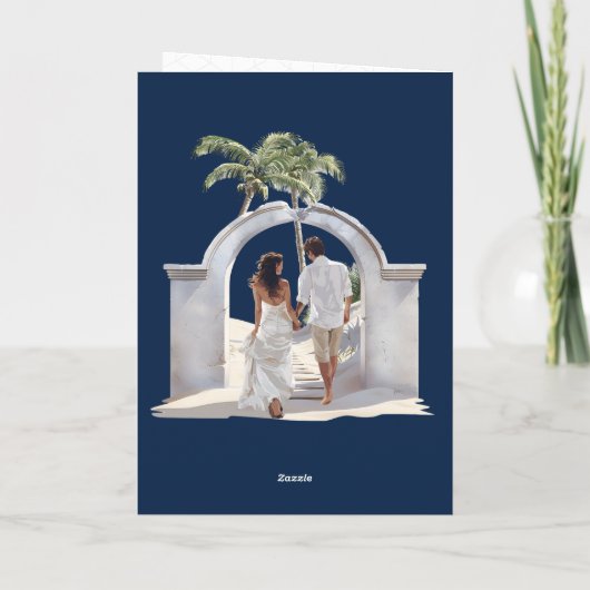 QR Code Passport Beach Wedding World Map Einladung (Rückseite)