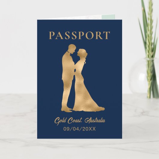 QR Code Passport Beach Wedding World Map Einladung (Vorderseite)