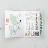 QR Code Passport Beach Wedding World Map Einladung (Innenseite)