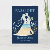 QR Code Passport Beach Wedding World Map Einladung (Vorderseite)