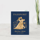 QR Code Passport Beach Weltkarte Navy Blue Gold Einladung (Vorderseite)