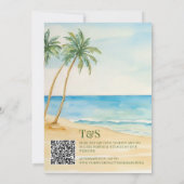 QR Code Passport Boho Beach Wedding Destination Einladung (Rückseite)