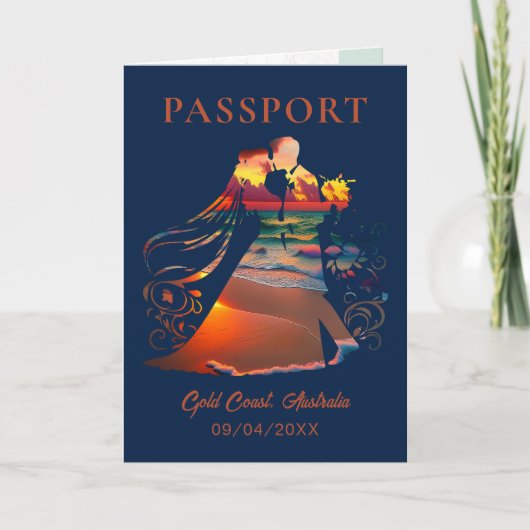 QR Code Passport Sonnenuntergang Tropical Beach Ho Einladung (Vorderseite)